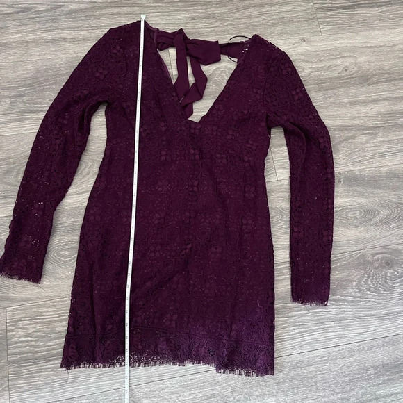 NWT Free People HONEY HONEY Lace Long Sleeve Minidress in Potent Purple - Size 4 - Picture 10 of 12